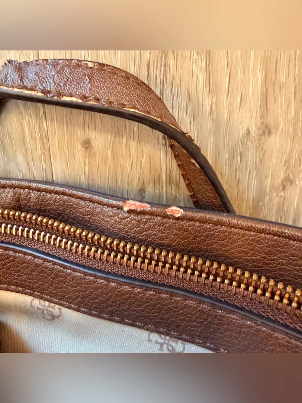 Guess Vintage Monogram Tote Bag - Brown Canvas